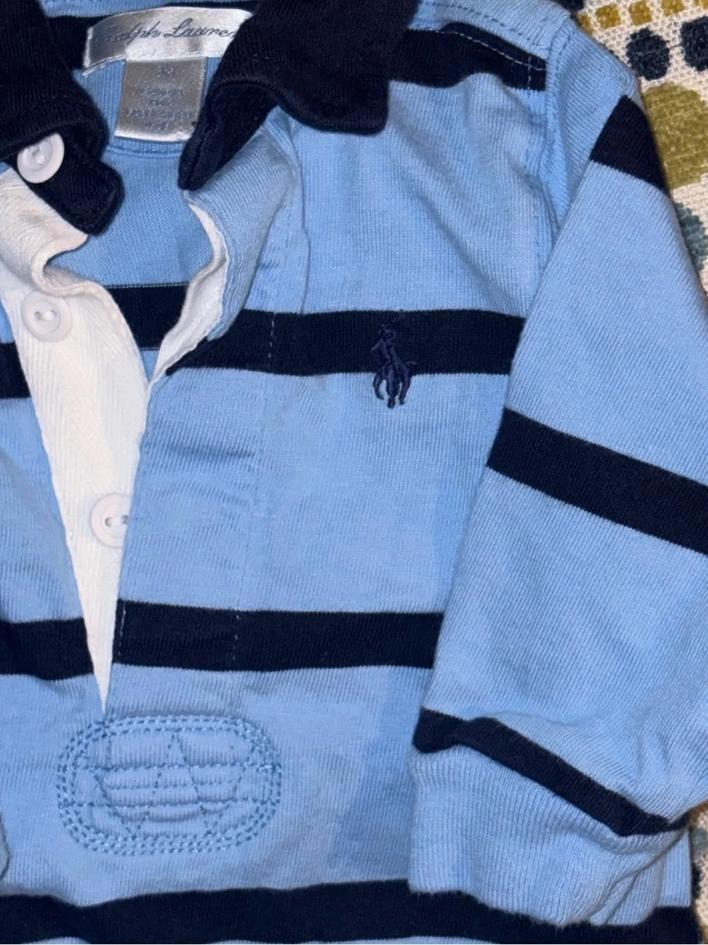 Polo by Ralph Lauren Kids Blue & Navy Striped Rugby Shirt 3m